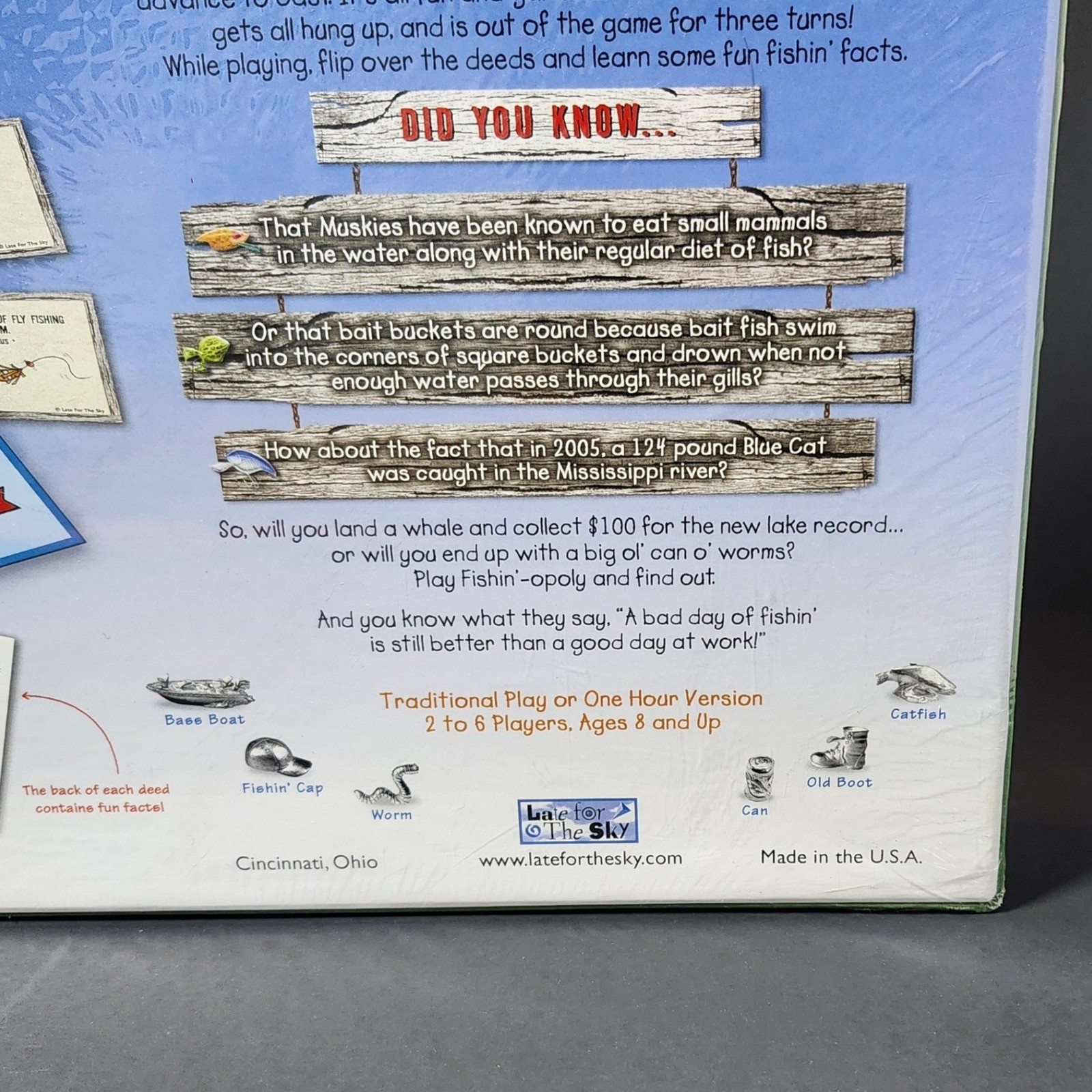 Late for the Sky Fishin-Opoly Board Game New Sealed Fishing Theme