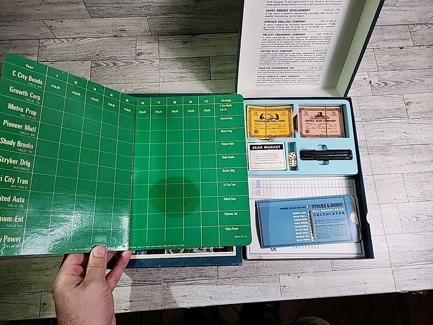 1964 Stocks and Bonds Bookshelf Board Game Vintage Investment Faux Book 3M USA