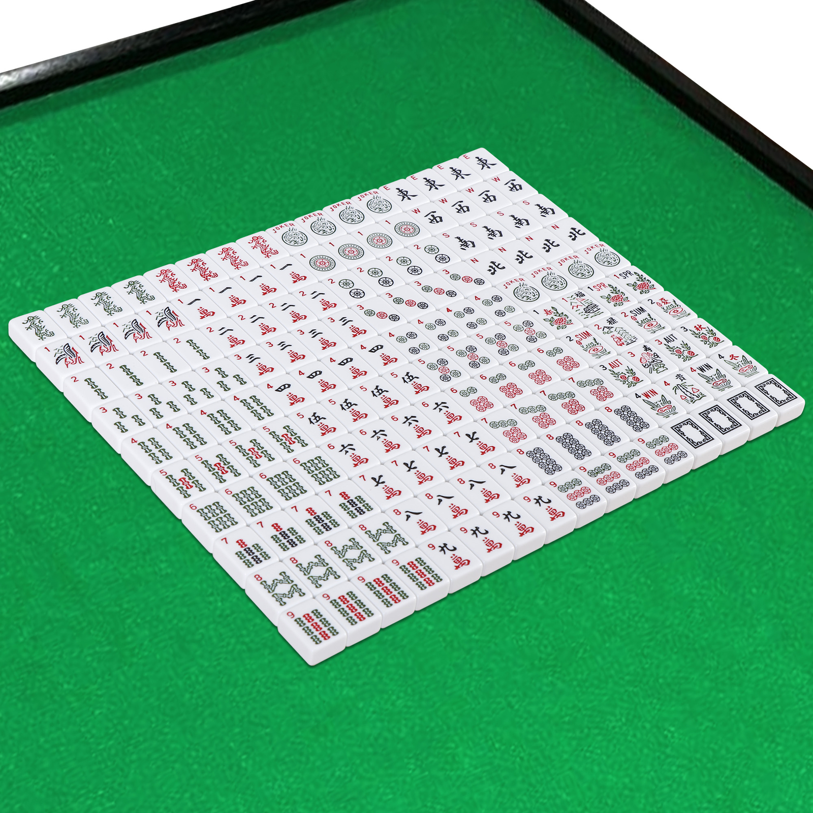 American Mahjong Set 166 Tiles 4 Color Complete Mah Jong Set Racks/Pushers w/Bag
