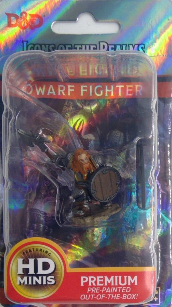 DUNGEONS & DRAGONS ICONS PREMIUM MINIATURES ~ DWARF MALE FIGHTER WITH SHIELD