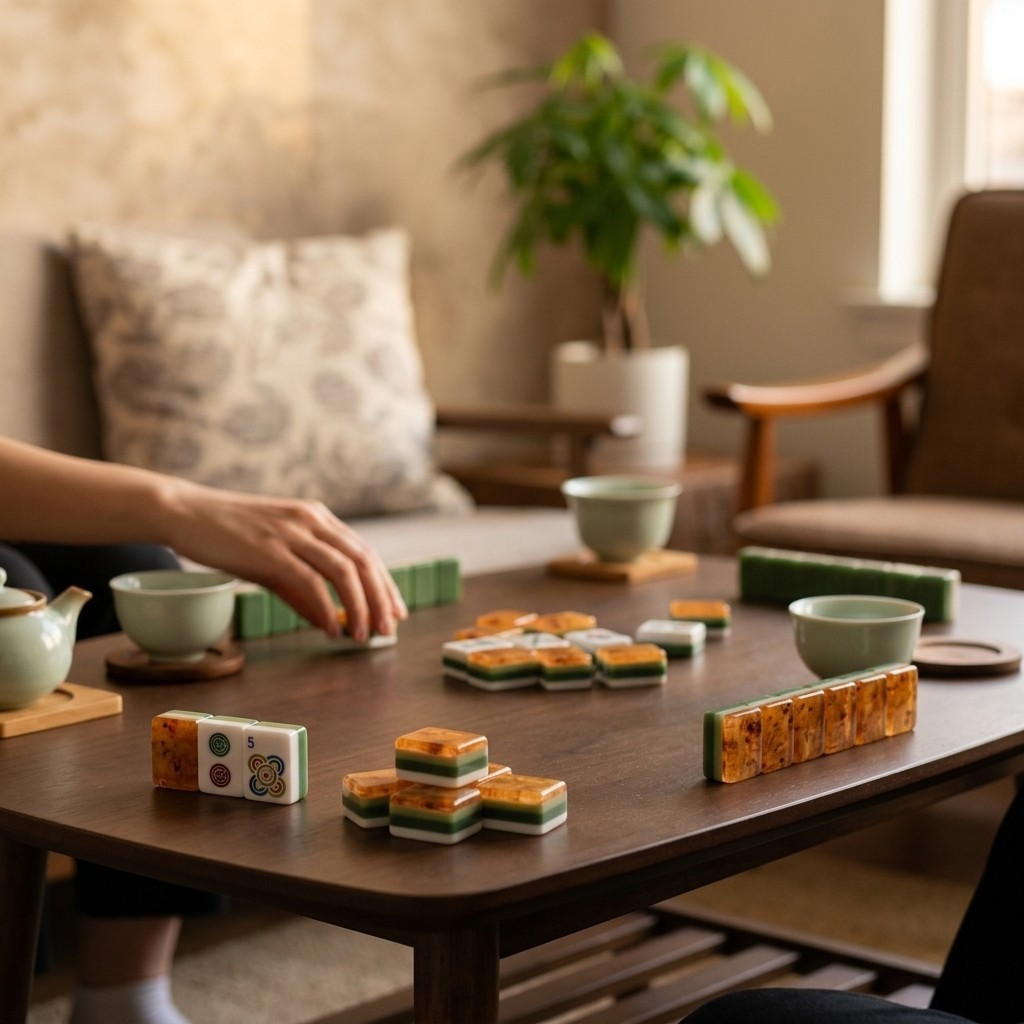 160 trendy wood-grain American mahjong tiles, 4 layers of acrylic engraving