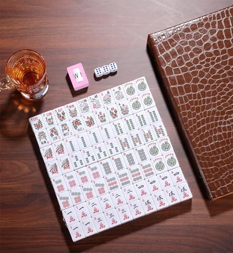 Mose Cafolo American Mahjong Set 166 Engraved Tiles Travel Case Game Accessories