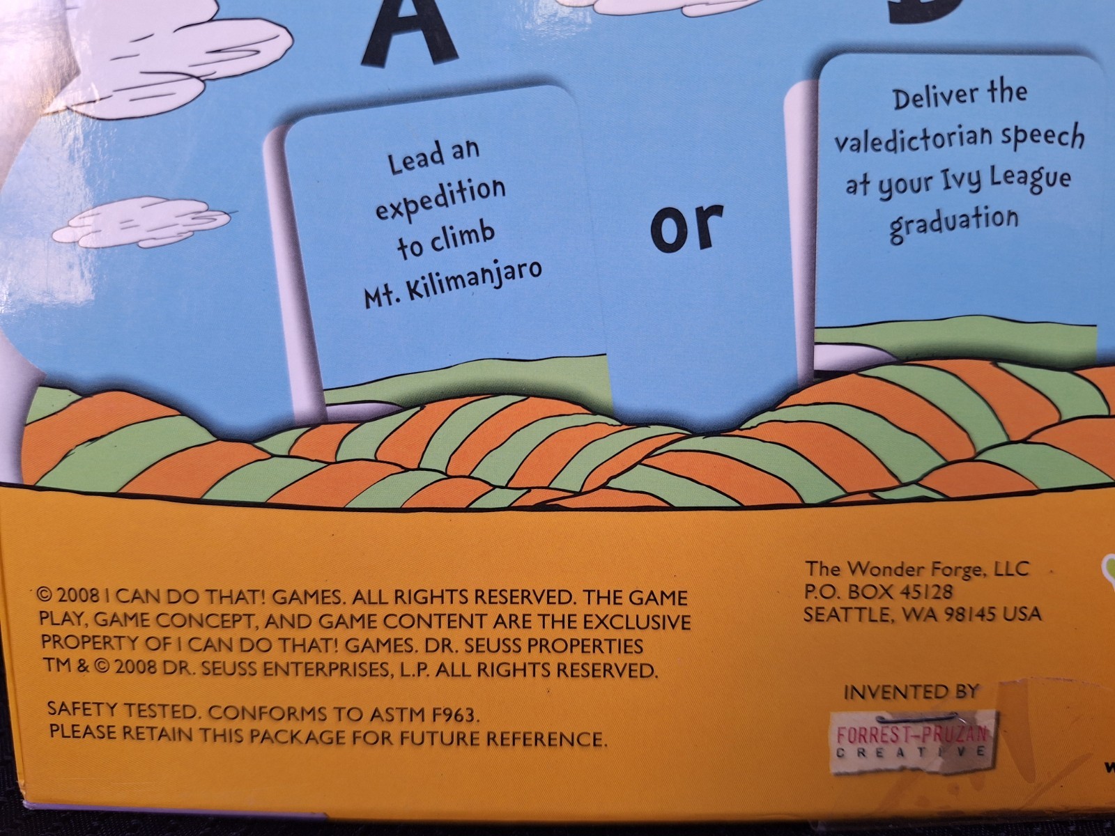 Dr Seuss Wonder Forge “OH THE PLACES YOU’LL GO”BOARD GAME AGES 8 & UP 2008