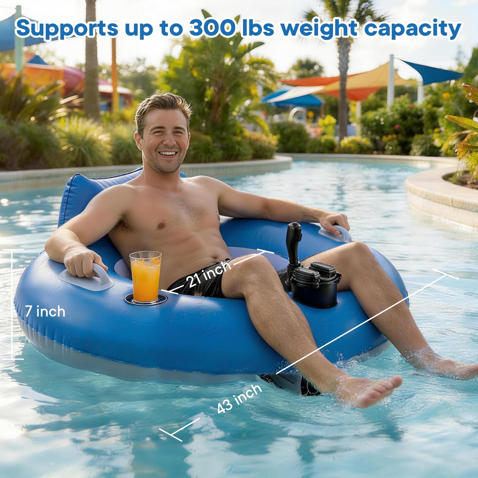 Motorized Pool Float Adults Rechargeable Cup Holder Backrest Heavy Duty Floats