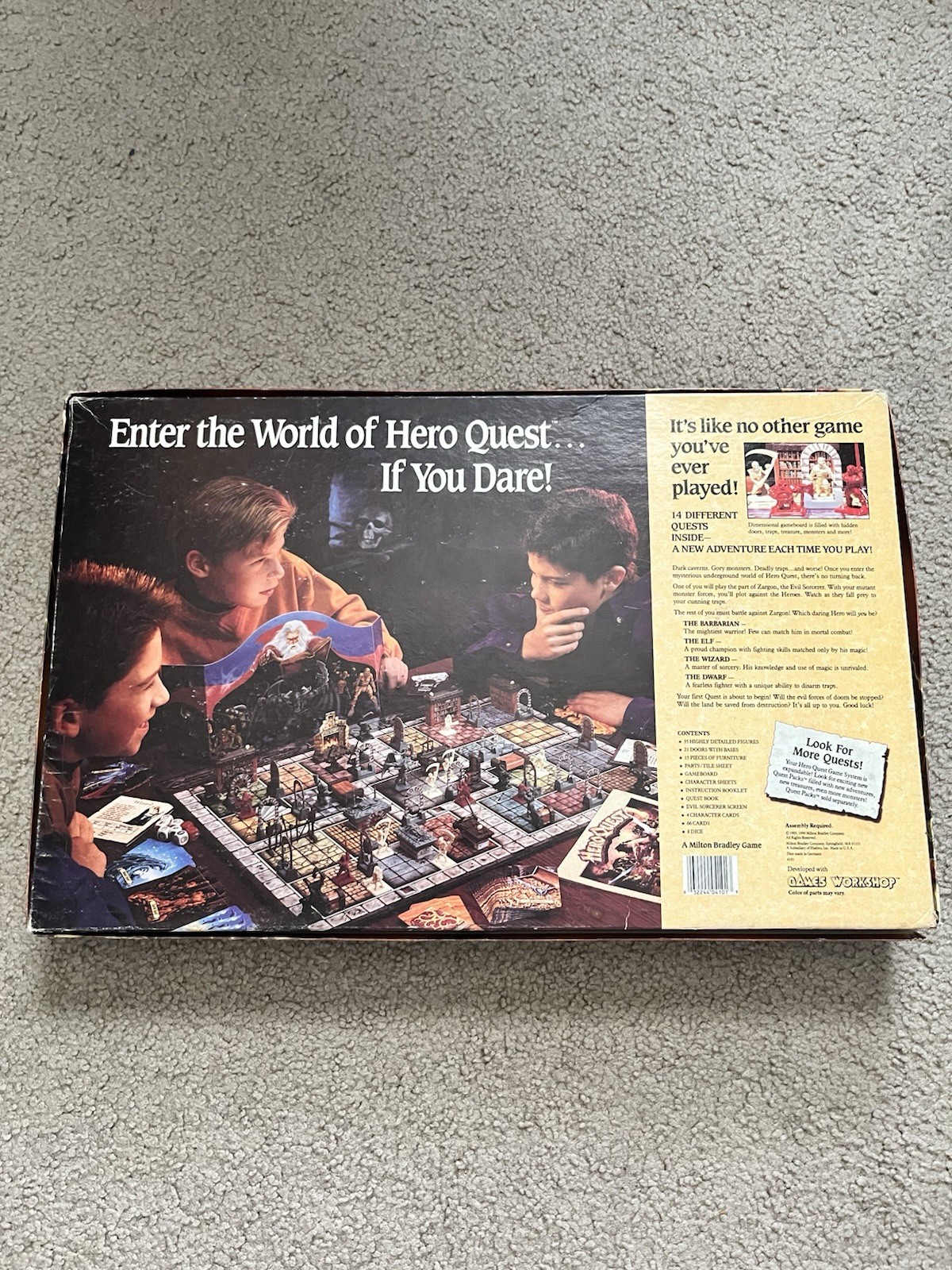 Vintage 1989 Hero Quest Fantasy Board Game Games Workshop MB Games 99% Complete