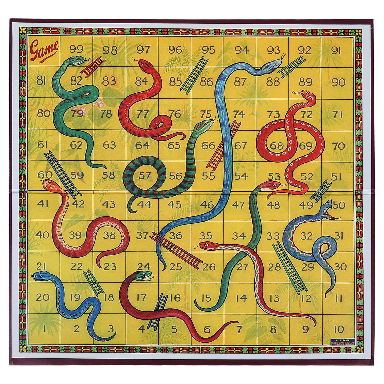 Classic Snakes and Ladders Board Game – Foldable Family Board Game with Dice …