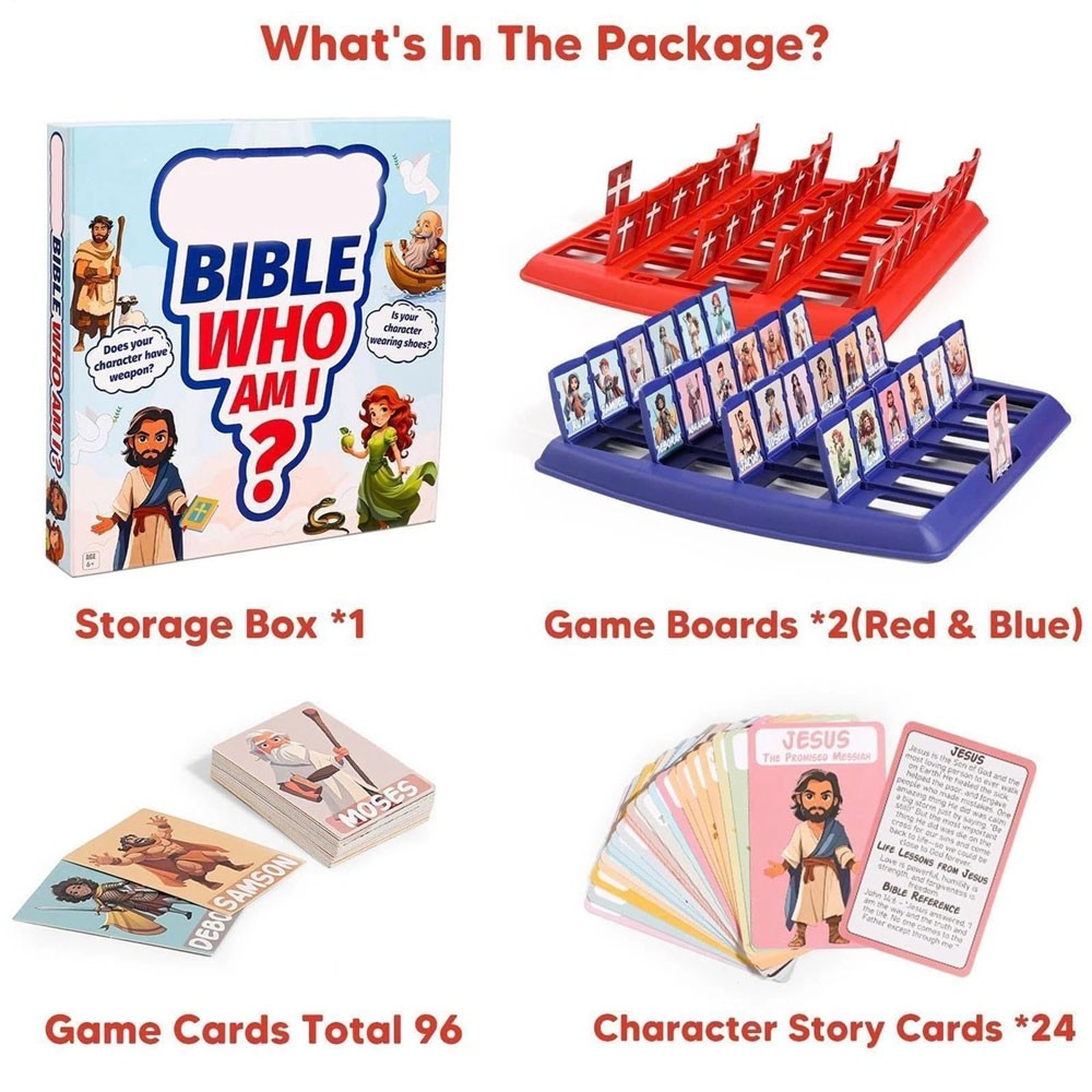 Guess Bible Who I Am Board Games for Kids Classic 24 Characters Toys ET