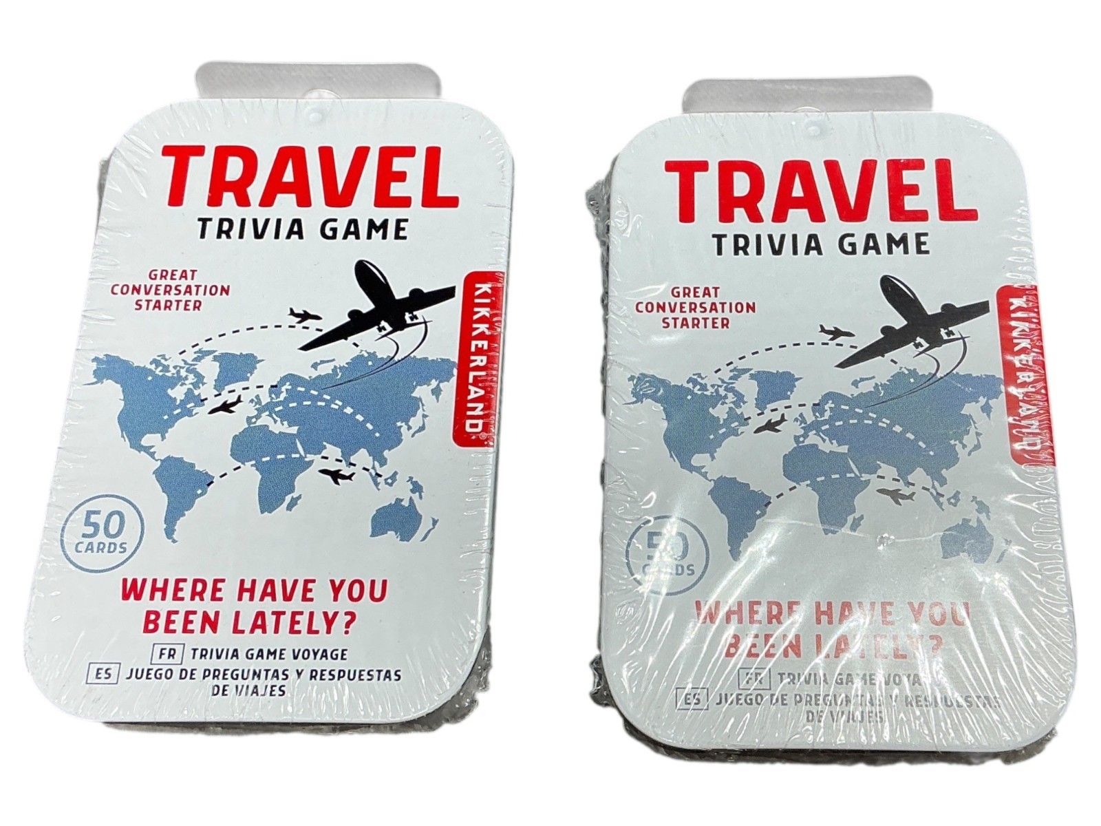 Lot 2x Kikkerland Travel Trivia Game 50 Cards Fun Conversation Starter