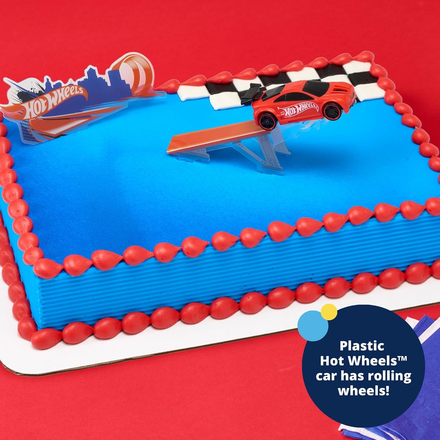 DecoSet® Hot Wheels™ Supreme Speed Cake Topper, Car Cake Decoration Set with Veh