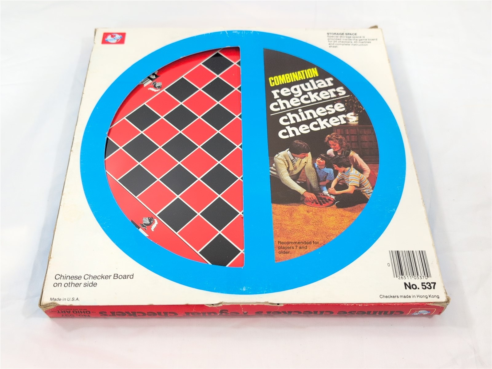 Vintage OHIO ART CHINESE CHECKERS AND REGULAR CHECKERS Game #537-ORIGINAL BOX