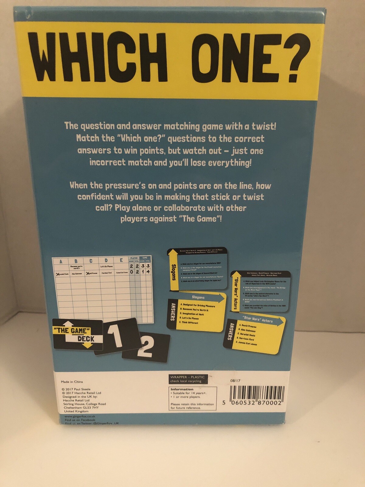 WHICH ONE? Q&A Matching Game by Ginger Fox-Play Solo or With Others-New-Sealed