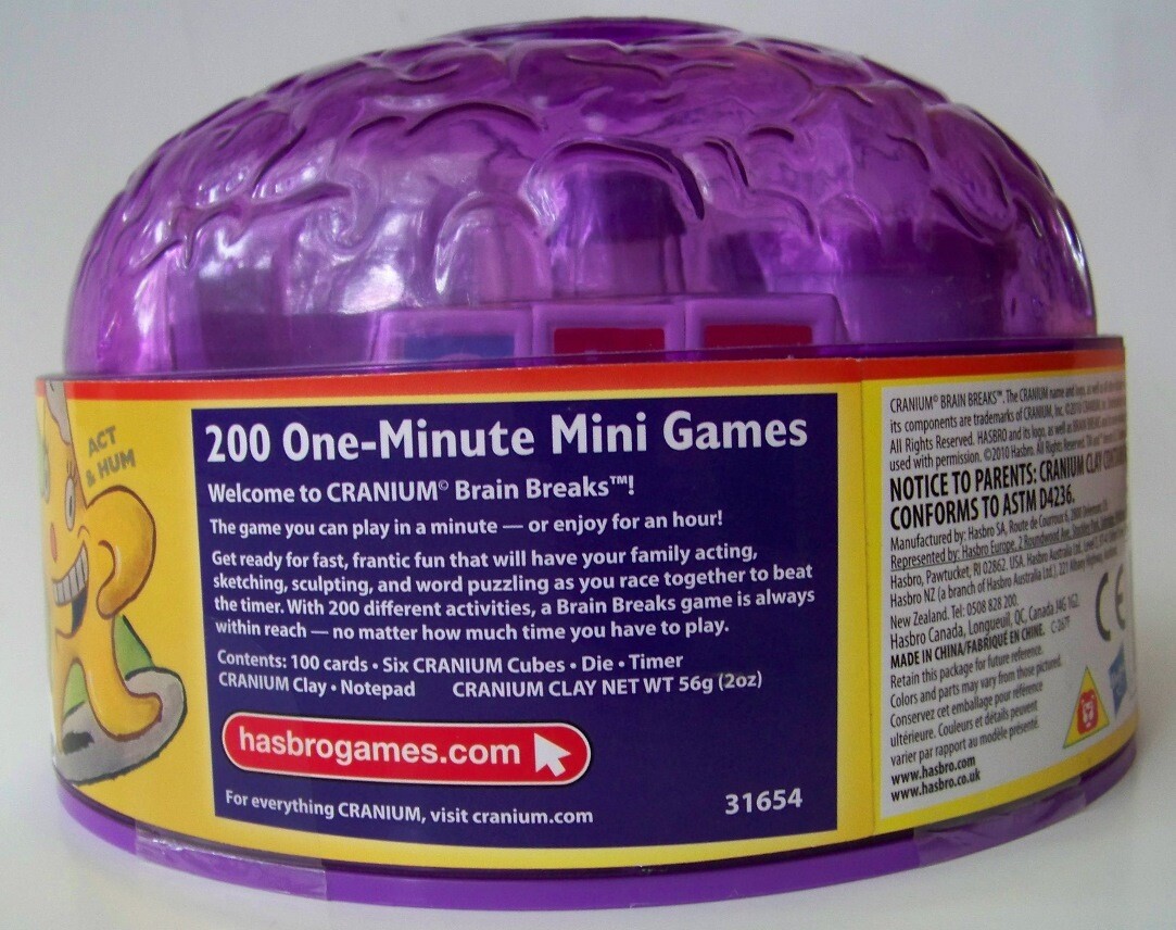Cranium Brain Breaks – 200 One Minute Mini Games – cards dice – CONTAINS WHEAT