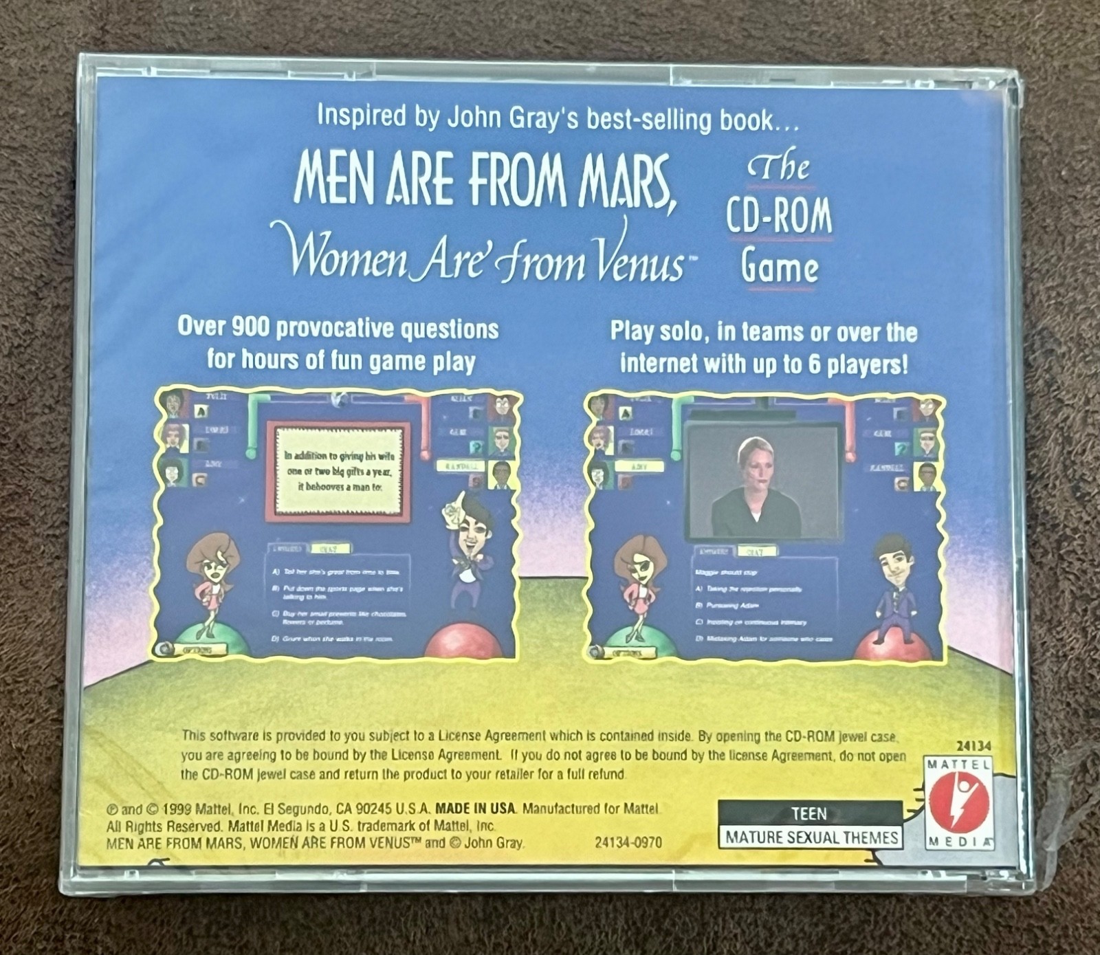 Men Are From Mars, Women Are From Venus – CD-ROM Game & USER GUIDE – Mattel 1999