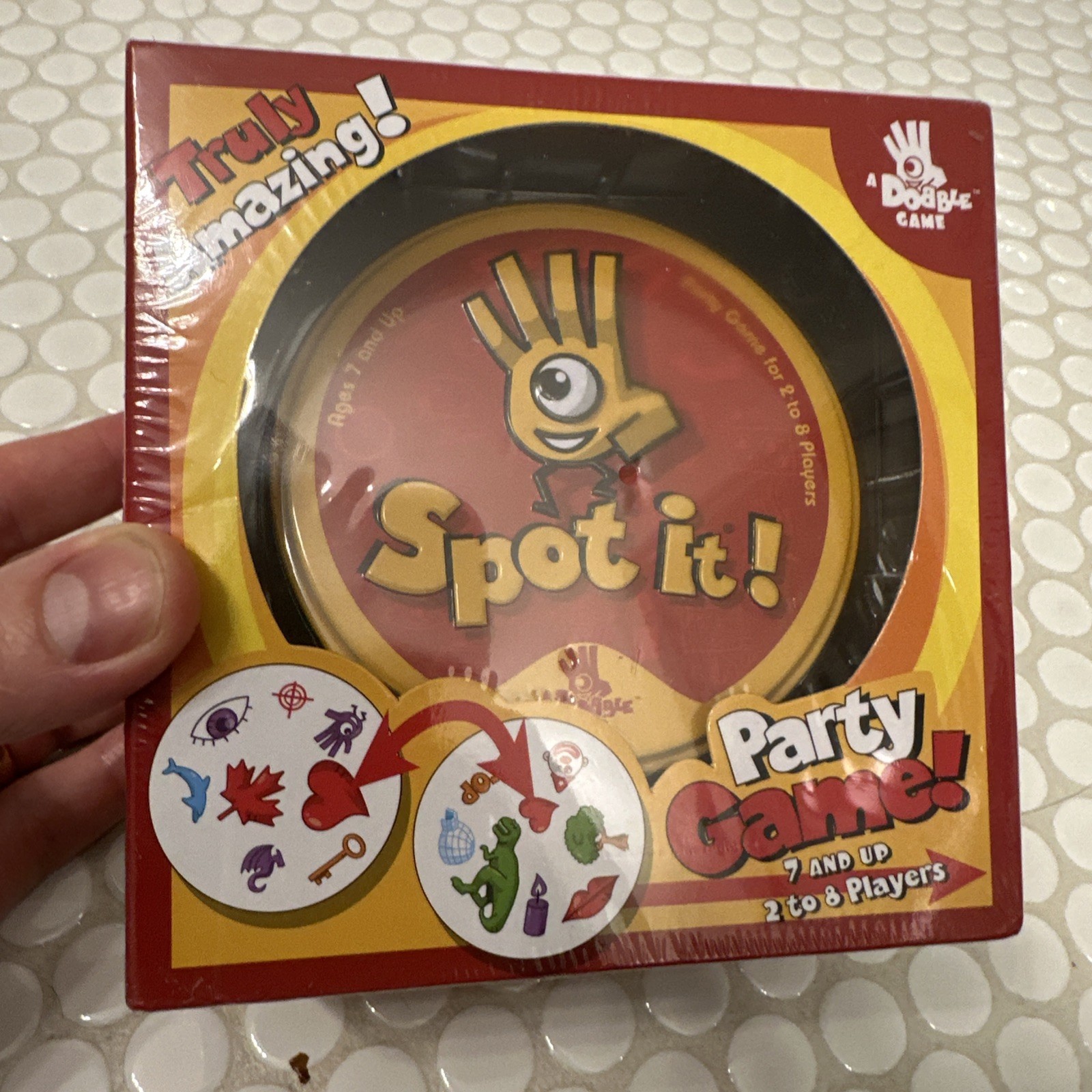 Spot It! Dobble Card Game Blue Orange Party Matching Game Tin Sealed New