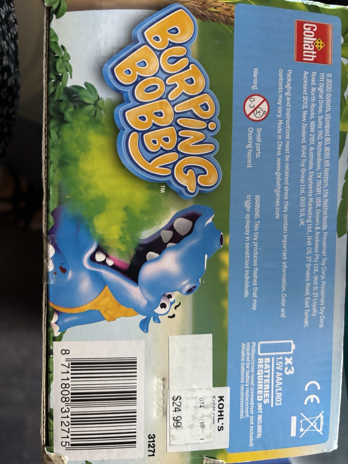 New BURPING BOBBY Hippo by Goliath 2-4 Players Fun Ages 4+ Watch Out For Burps!