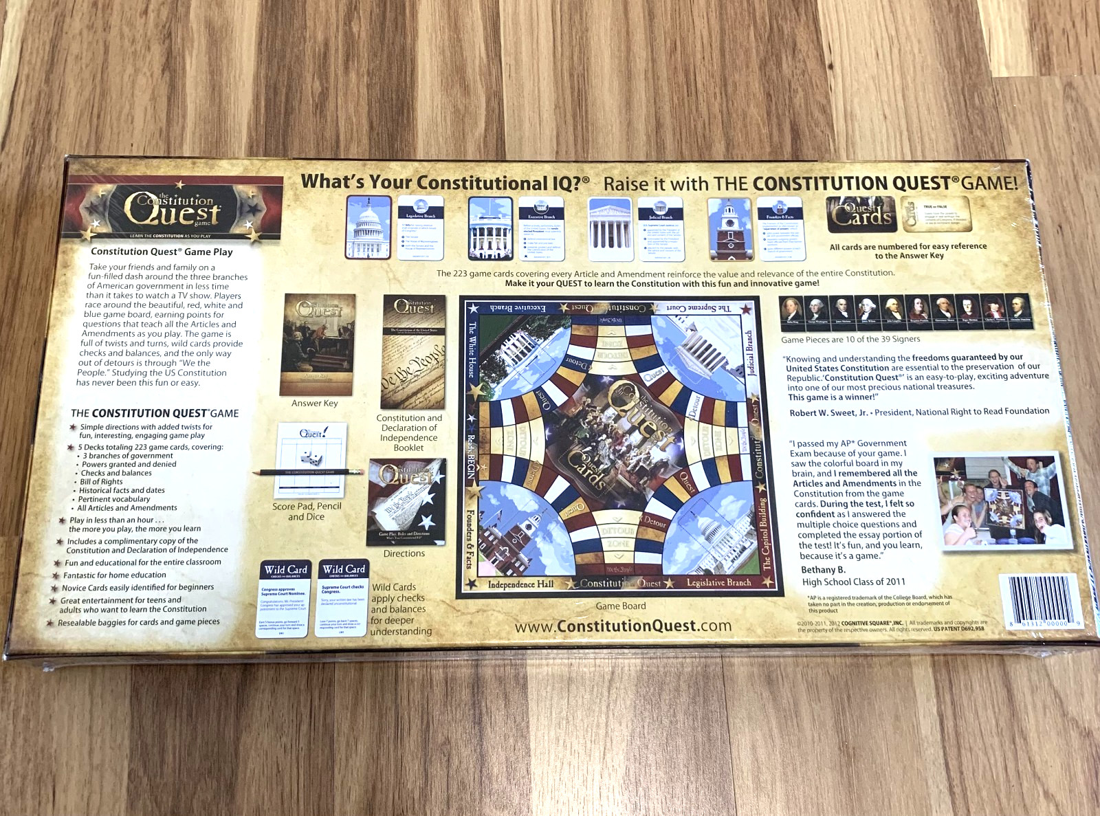 The Constitution Quest Board game 100% Complete, New Sealed In Box Homeschool