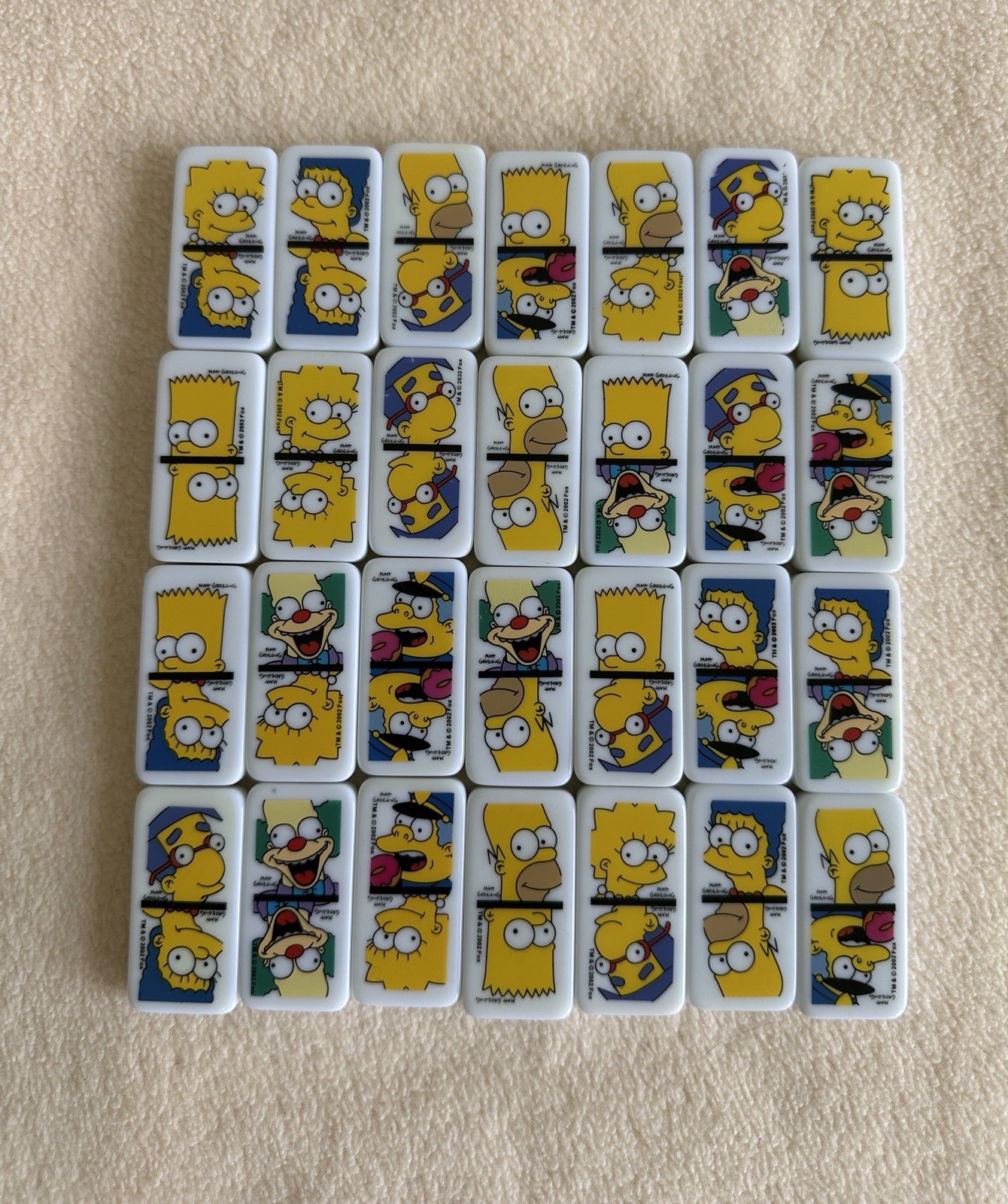 Vintage The Simpsons Themed 28 Dominoes in Tin Container (2003)