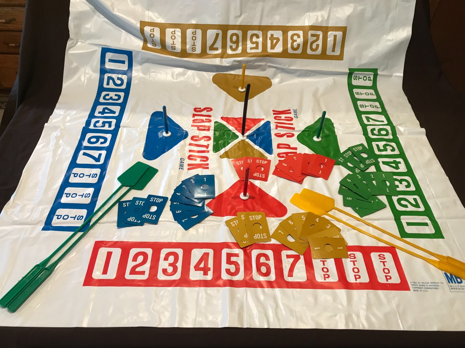 1966 Slap-Stick Board Game By MB -Large Vinyl Mat- Complete – Good Condition!!