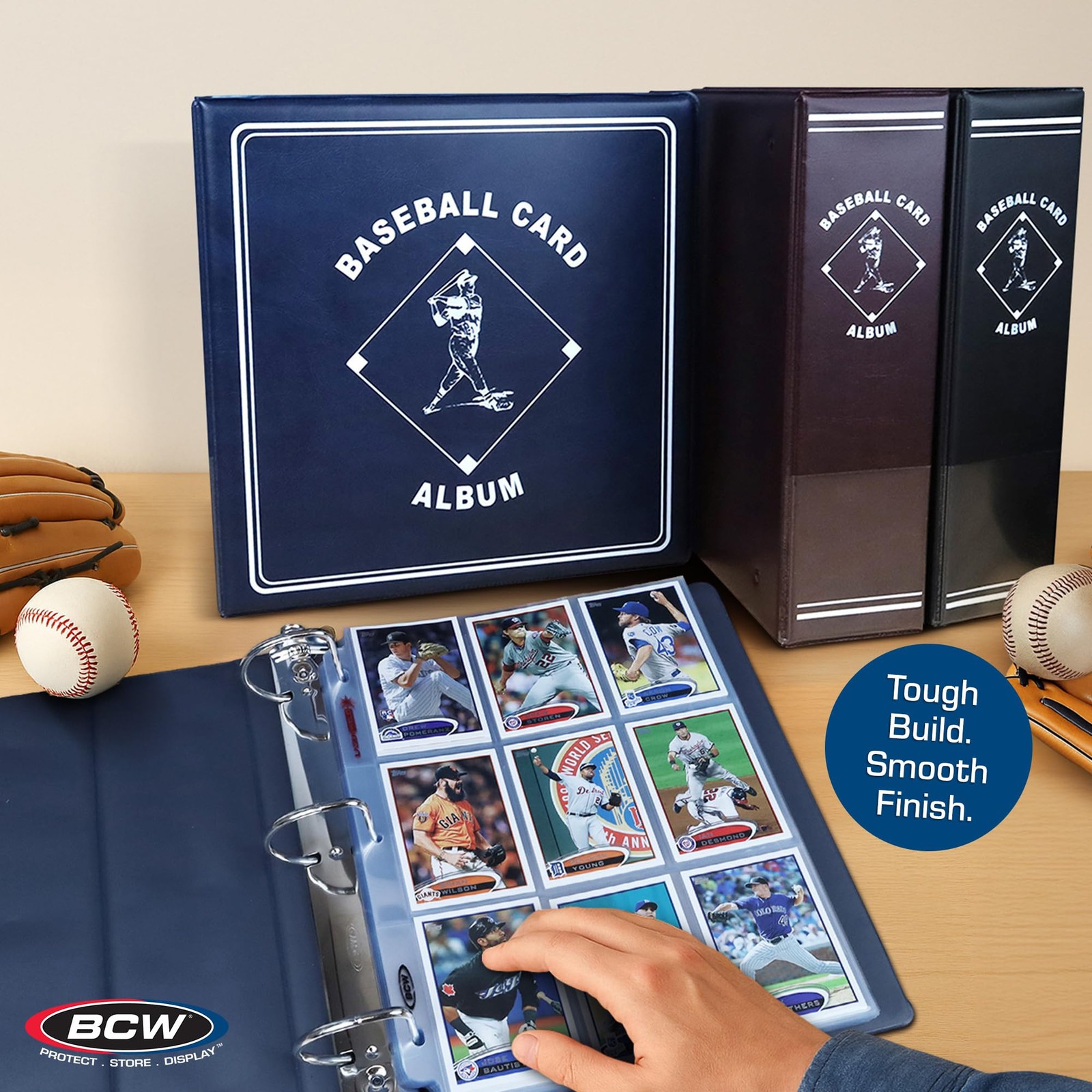 BCW Supplies Baseball 3″ Album – Blue | Premium Durable Binder Single,