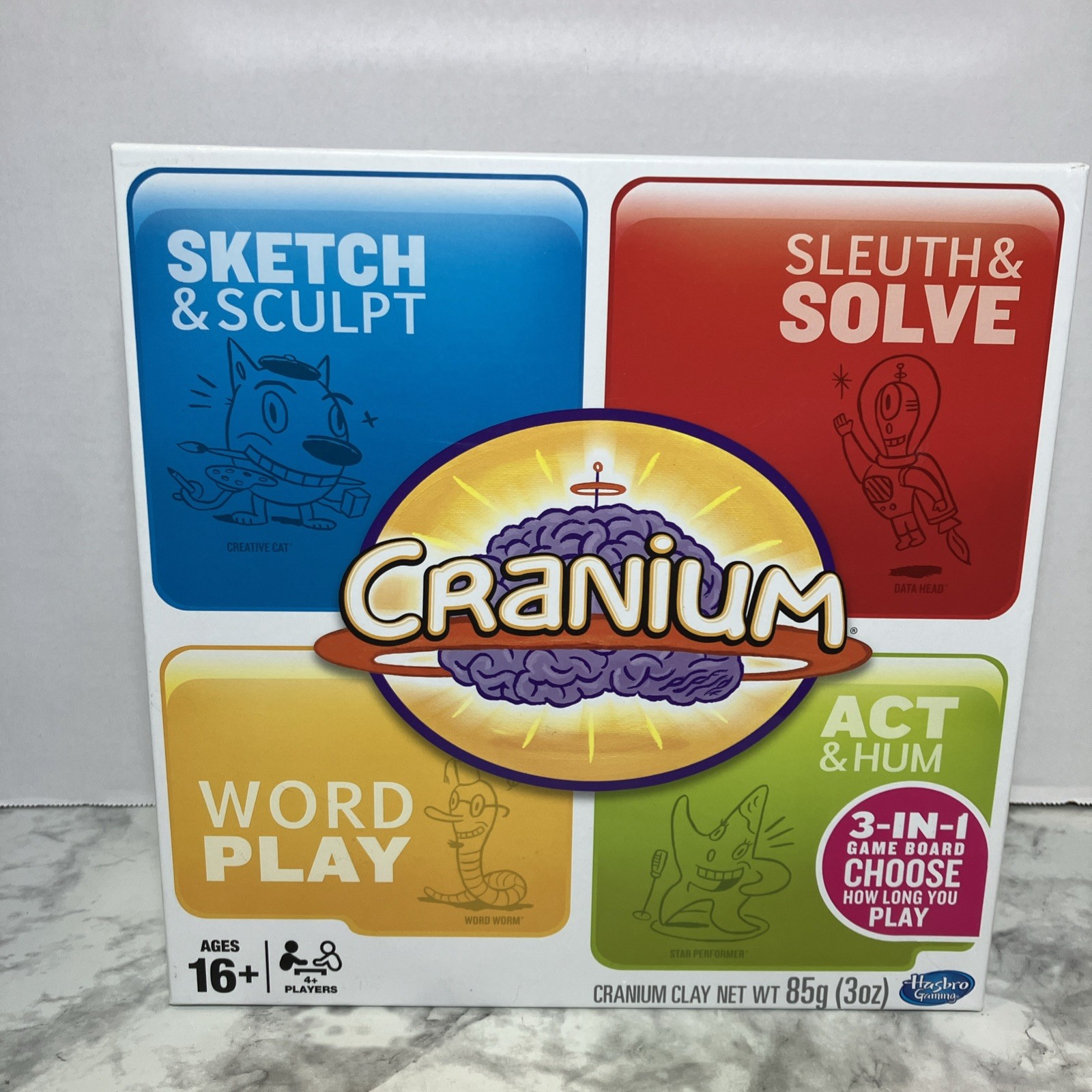 Hasbro Cranium 3-in-1 Foldout Board Game Adult 16+ 600 New Cards Open Box