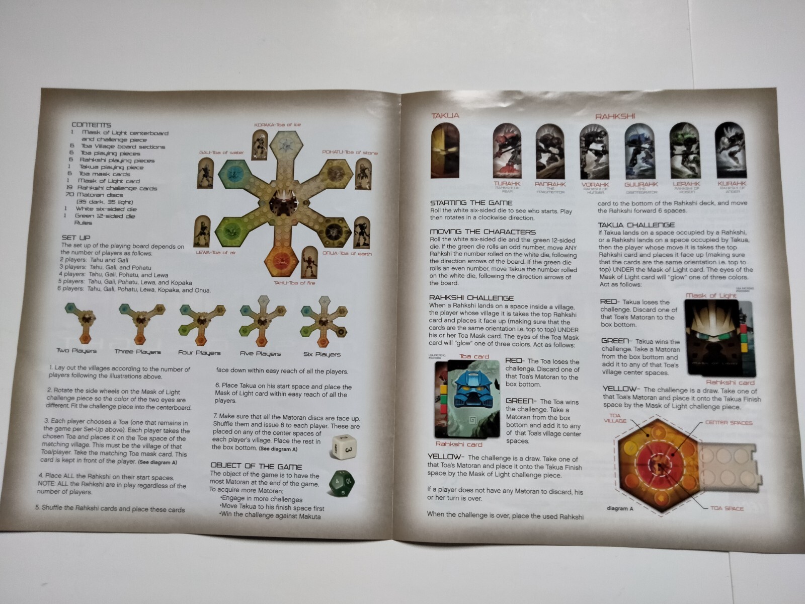 Bionicle Mask Of Light The Board Game Lego AGES 6 UP 2 TO 6 PLAYERS -YEAR 2003