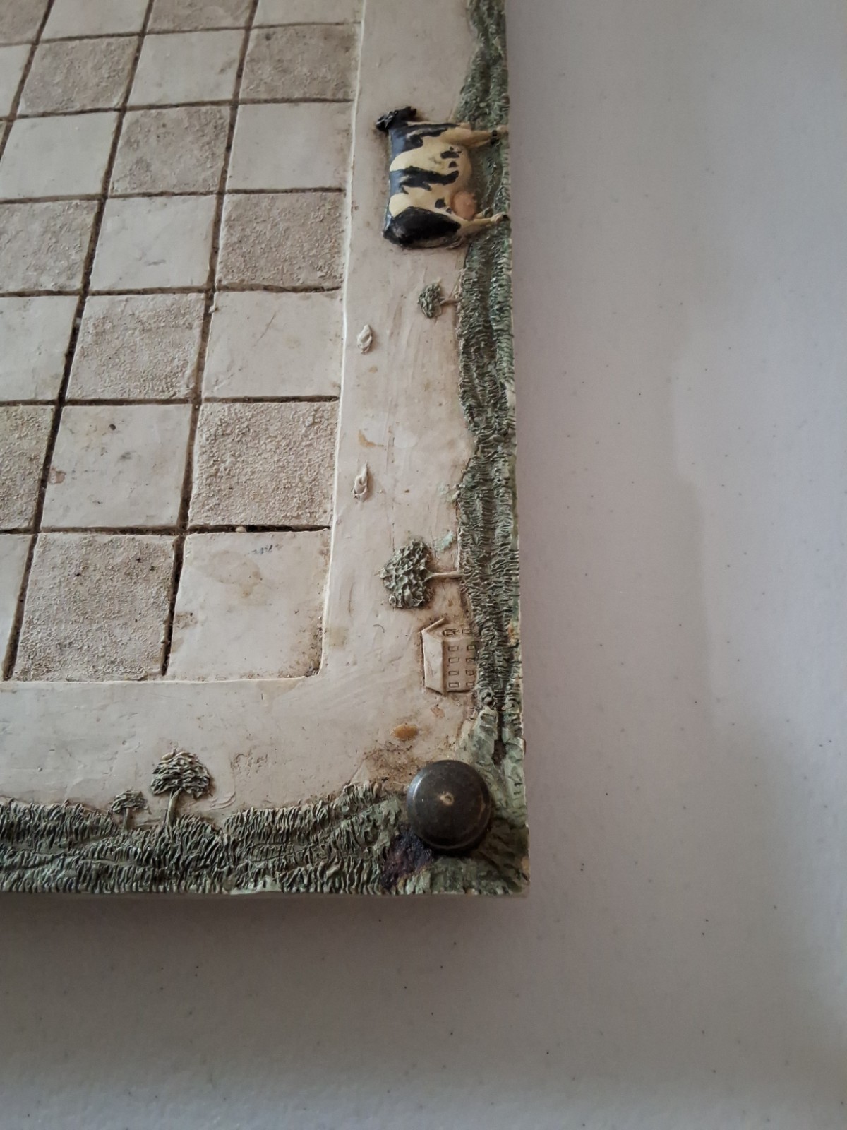 Reversible Checkers/Tic-tac-toe Farmhouse Theme Game Board