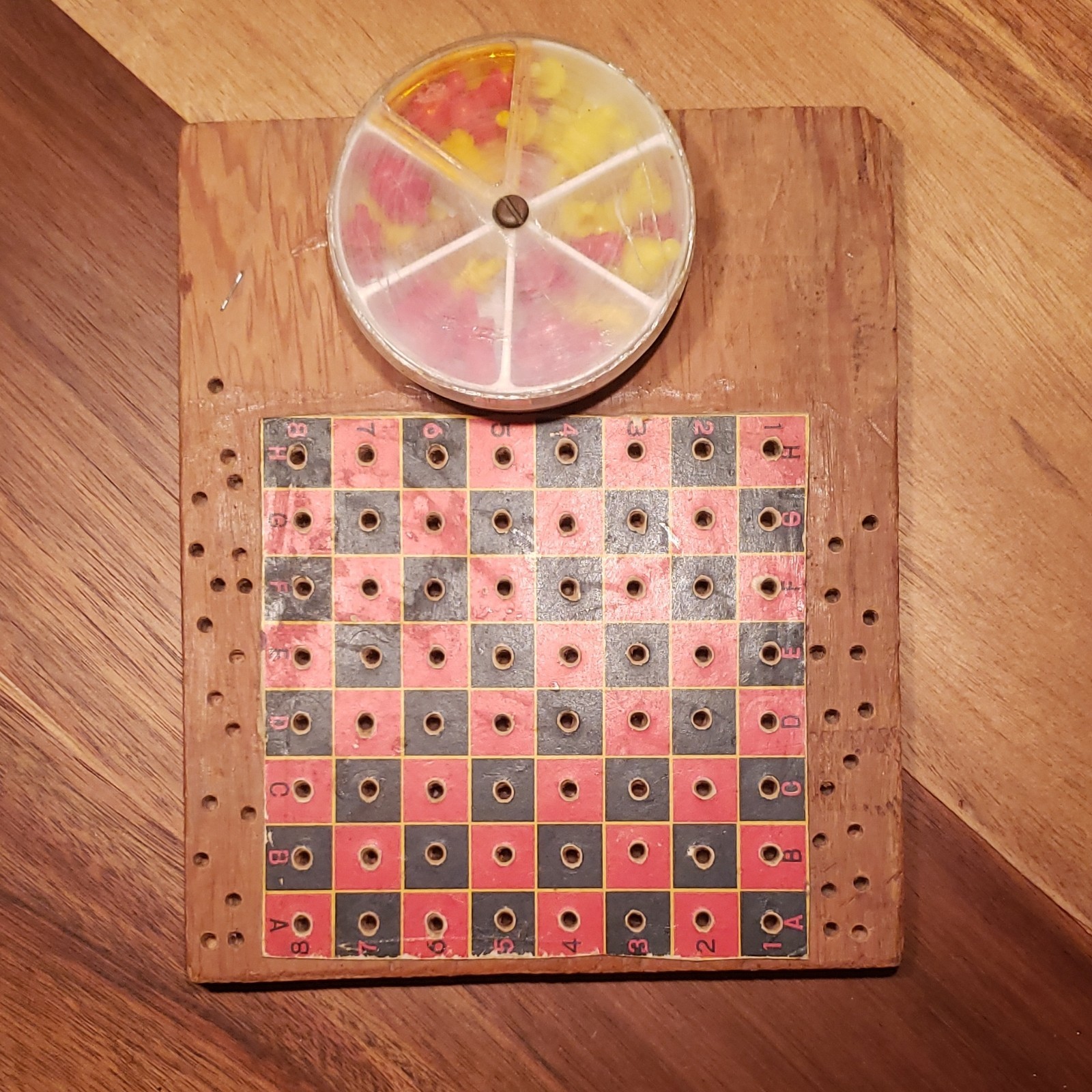 Vintage Wooden Strategy Board Game with Pegs & Storage Container