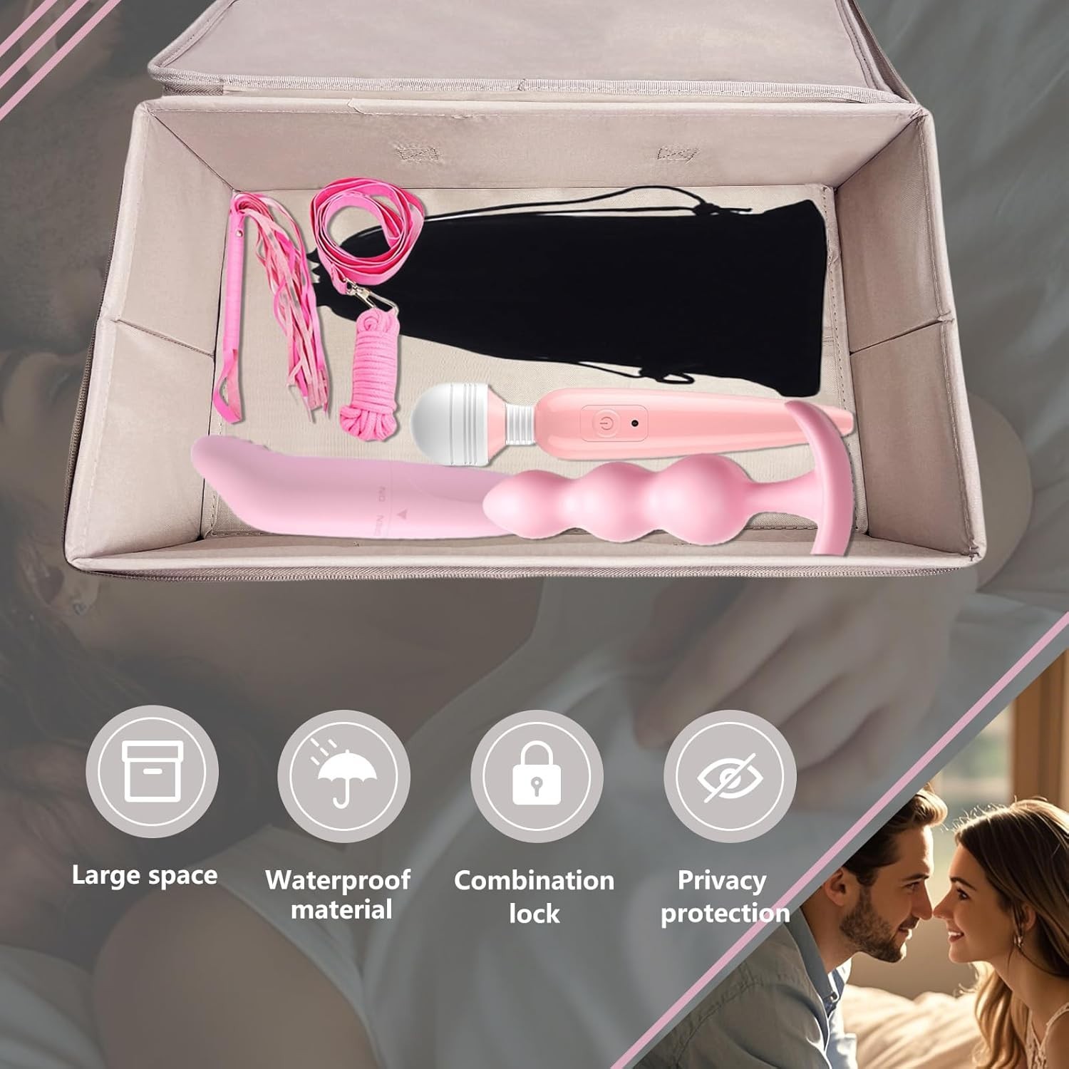 Adult Game Toy Storage Bag with Lock and Handles 15 x 10 Inch Lightweight Design