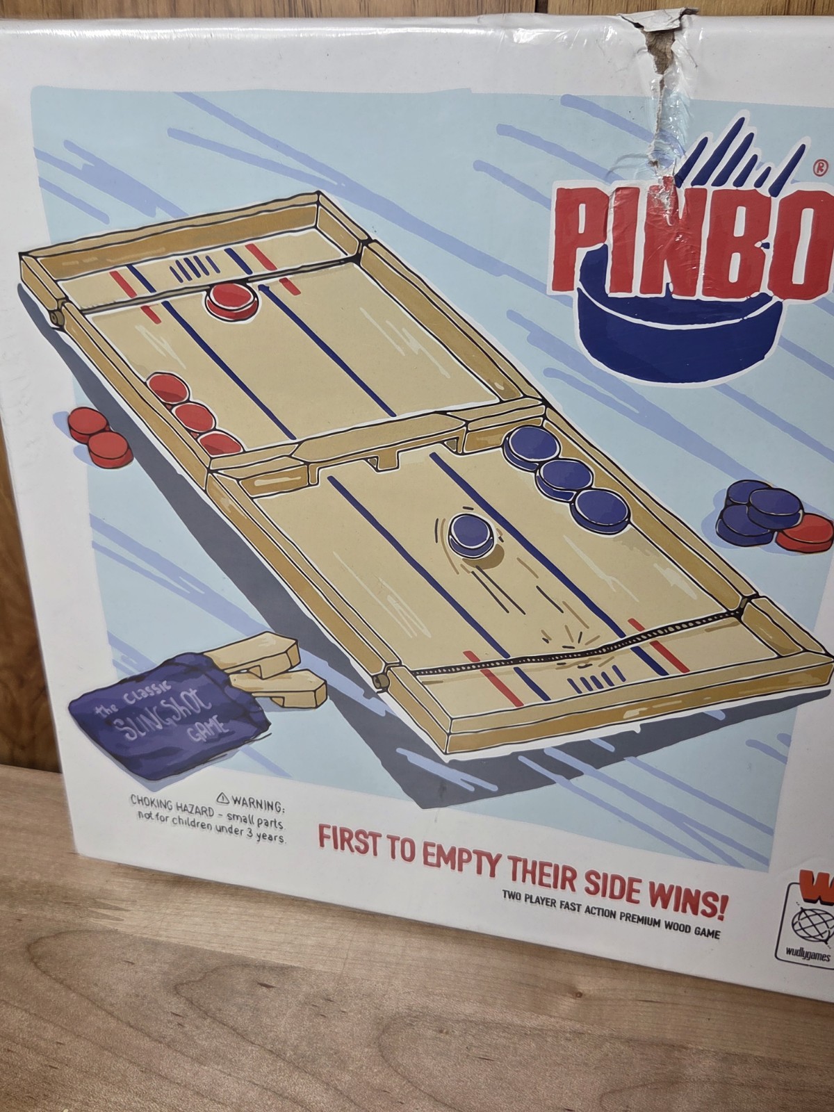 Pinbo Classic Slingshot Game Foldable 2 Player Wooden Tabletop Arcade Kids NEW