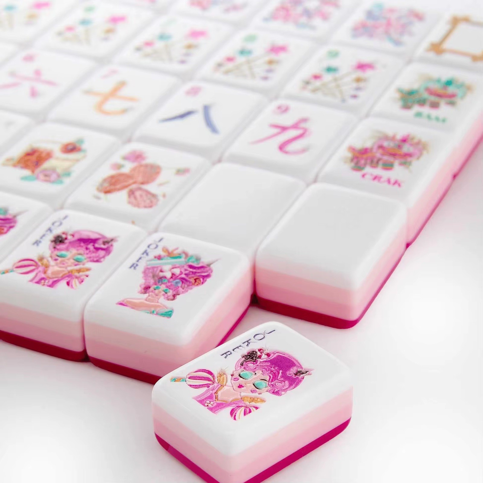 Engraved American Mahjong Tiles set . Glitter themed acrylic engraved
