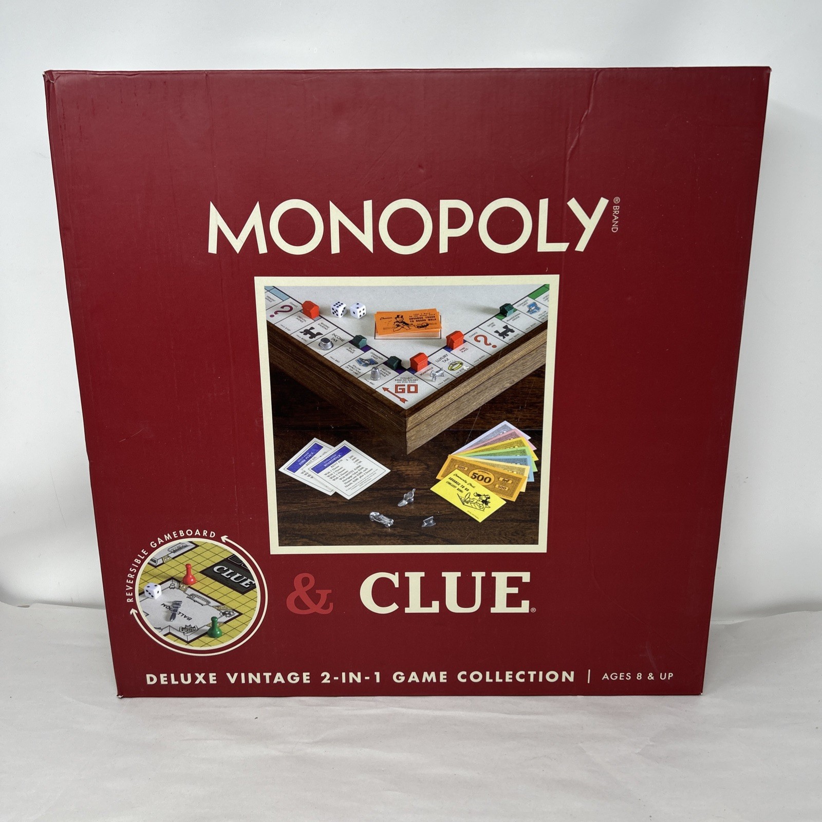 MONOPOLY and Clue Deluxe Vintage 2 in 1 Wood Game Collection Set Complete