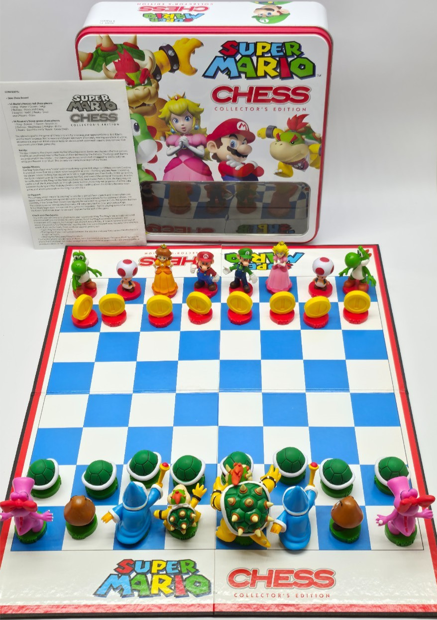 Super Mario Collector’s Edition Chess Set Metal Tin Complete Nintendo Licensed