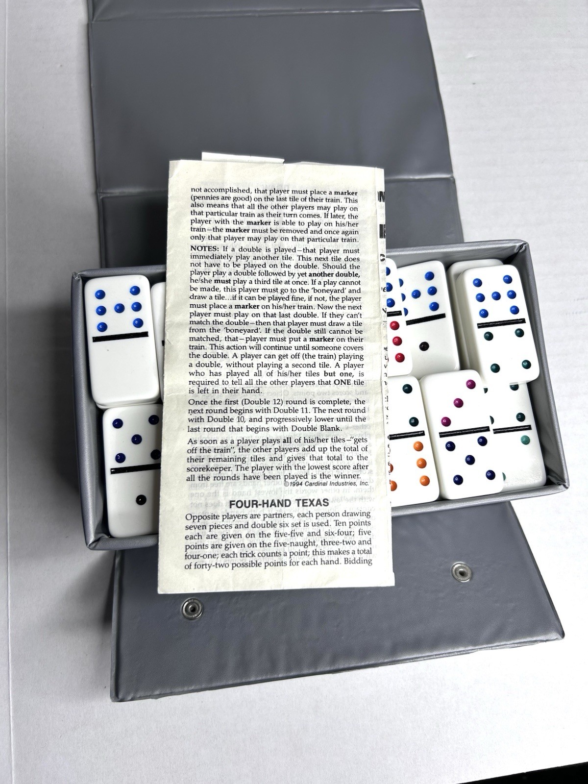 Cardinal Premier Edition Double Twelve Jumbo Color Dot Dominoes VINTAGE