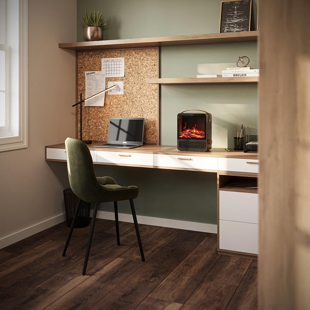 Hearth Brands Electric Fireplace Portable Space Heater with 3D Flame Walnut