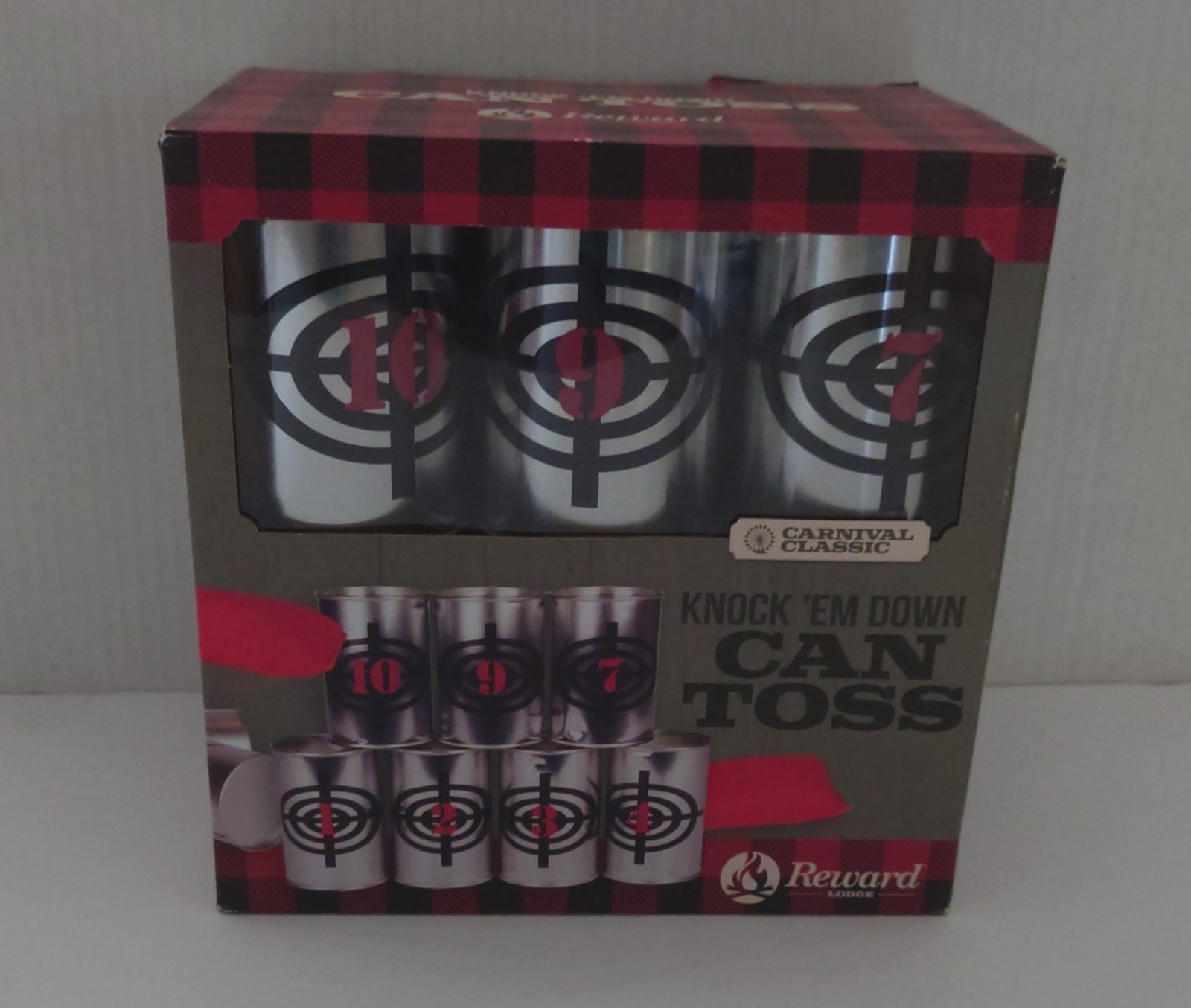New in box Reward Lodge Knock em down can toss game carnival classic