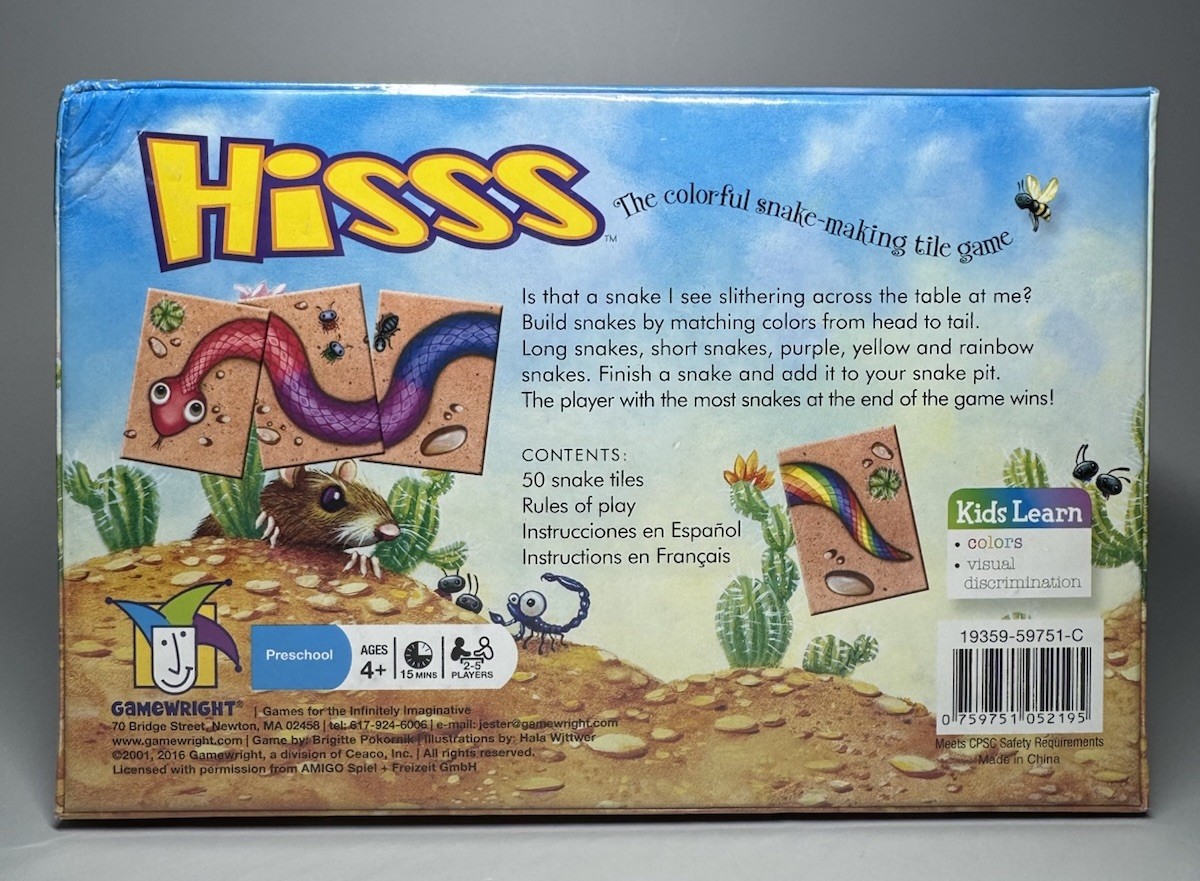 HISSS – The Colorful Snake Making Tile Matching Game Gamewright (2016) – SEALED