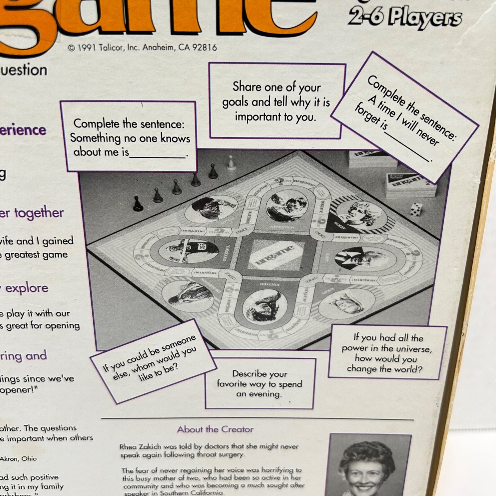 Vintage 1991 The Ungame Christian Version Self Expression Game By Talicor Comple