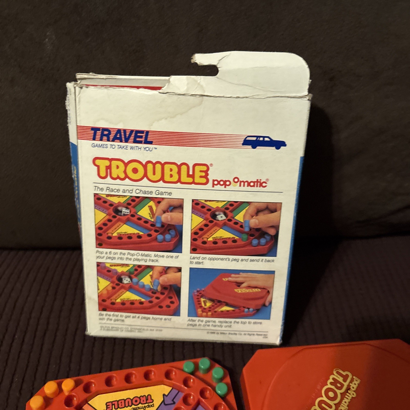 🎲 1989 Milton Bradley Pop-O-Matic Trouble Travel Game w/ Box