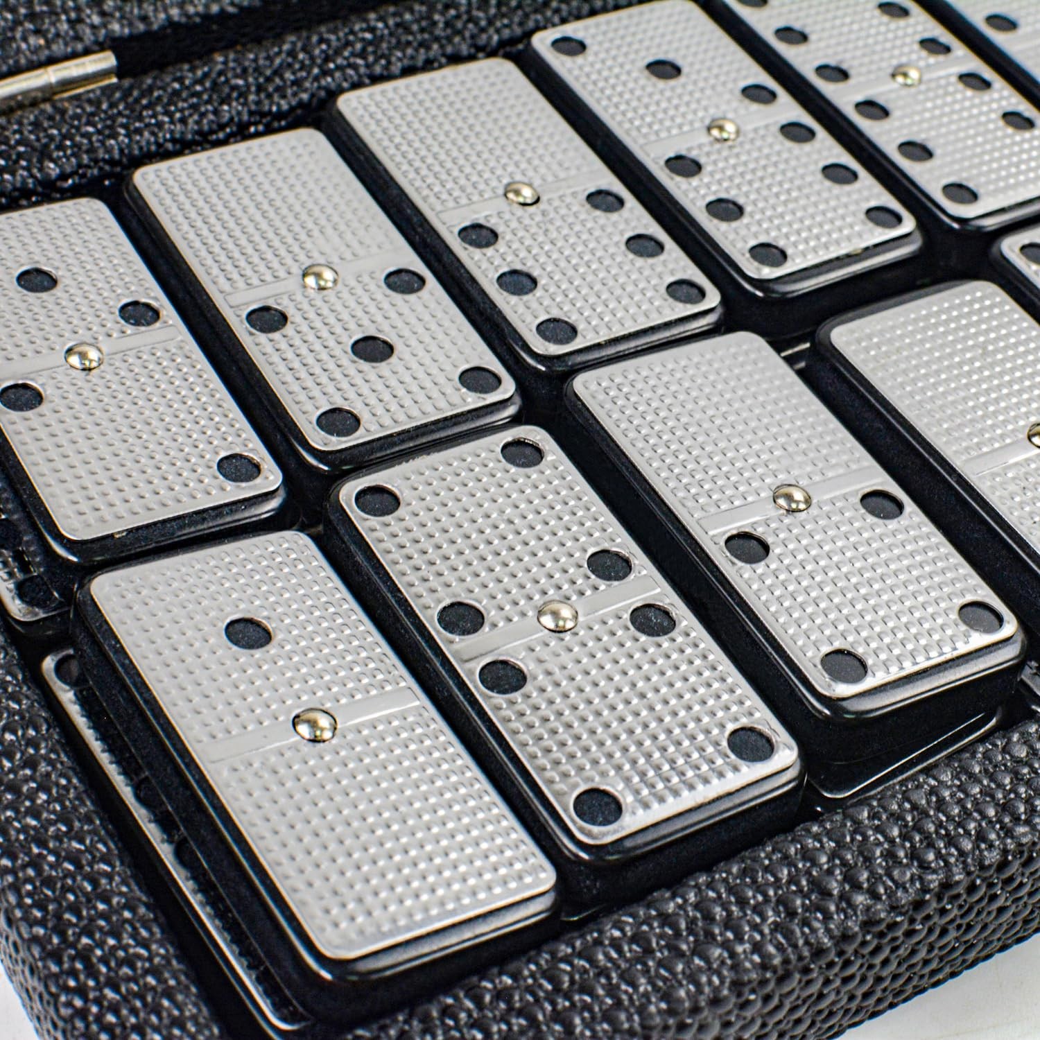 Bucher&Rossini Metal Surface Dominoes Set Medium, Silver New – Double 6