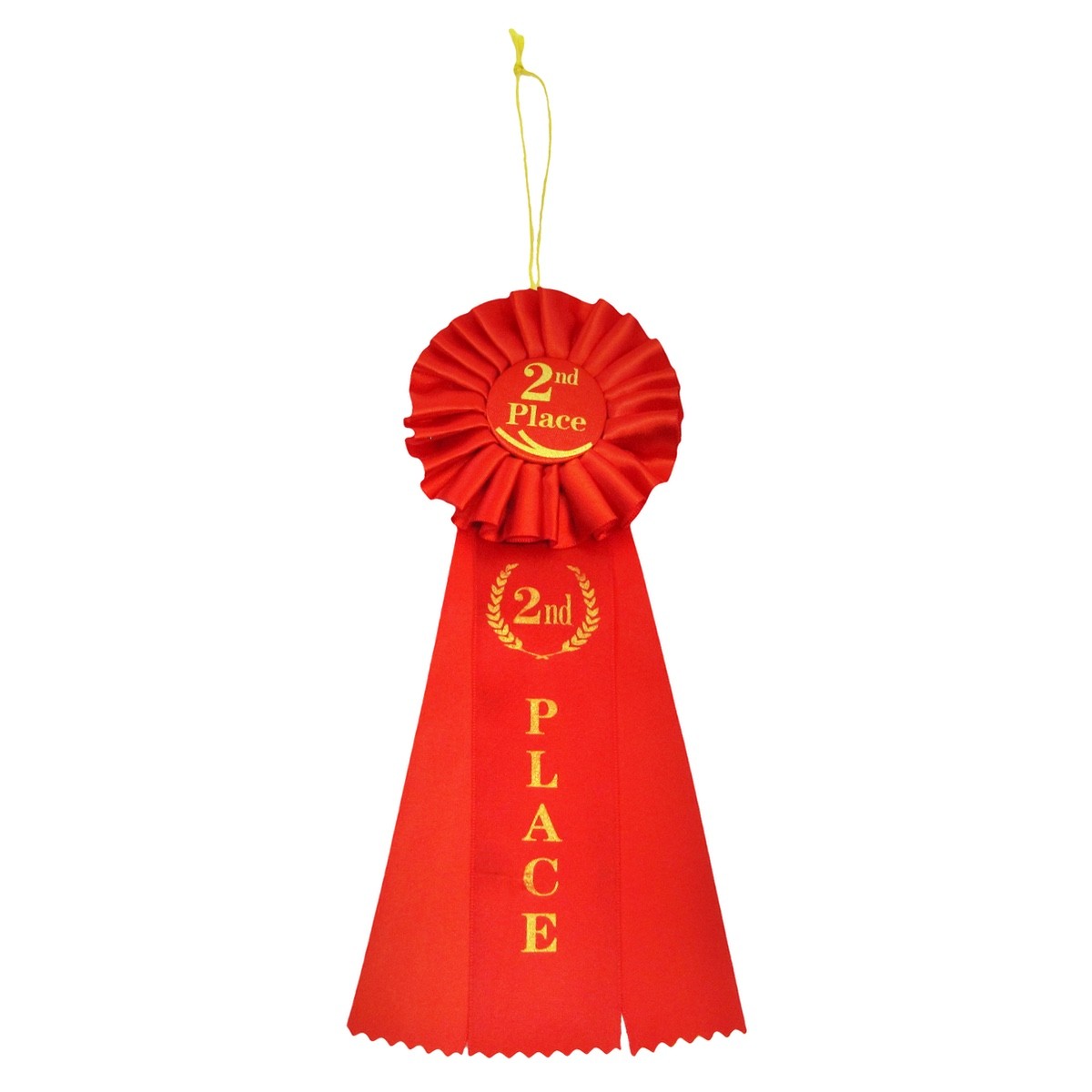 Deluxe Red 2nd Second Place Award Ribbon Rosette Winner Trophy Badge Class Medal