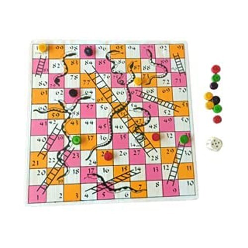 2 in 1 Ludo Snakes & Ladders Board Game for Kids and Adults 12×12 inch