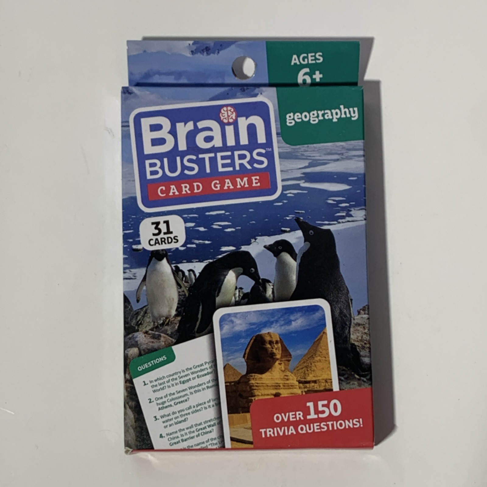 Brain Busters Geography Card Game Over 150 Trivia Questions Ages 6+