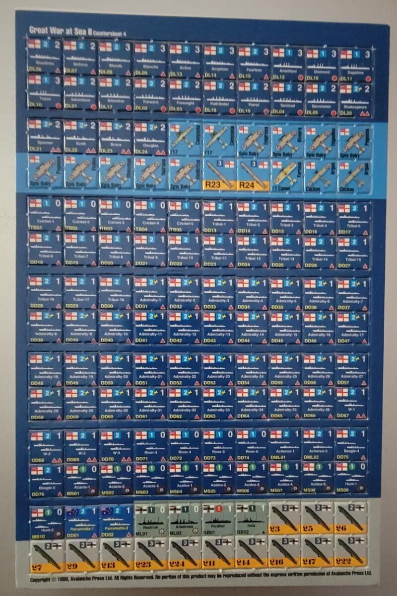 Avalanche Press The Great War at Sea II Countersheets Counters Only ct3
