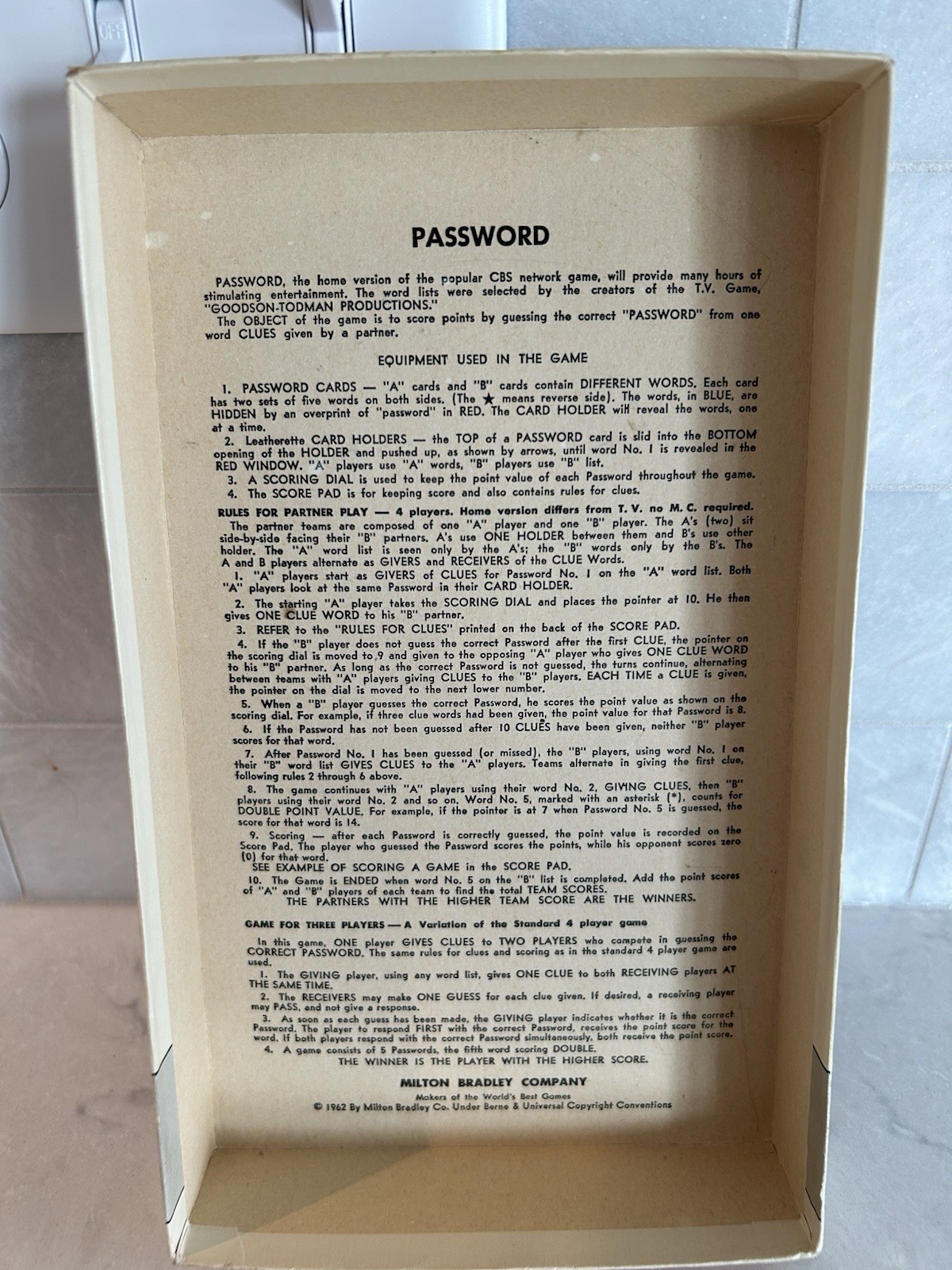 Vintage 1962 Password Board Game MB BLUE Box Edition Vol 2 #4260 Complete LC26