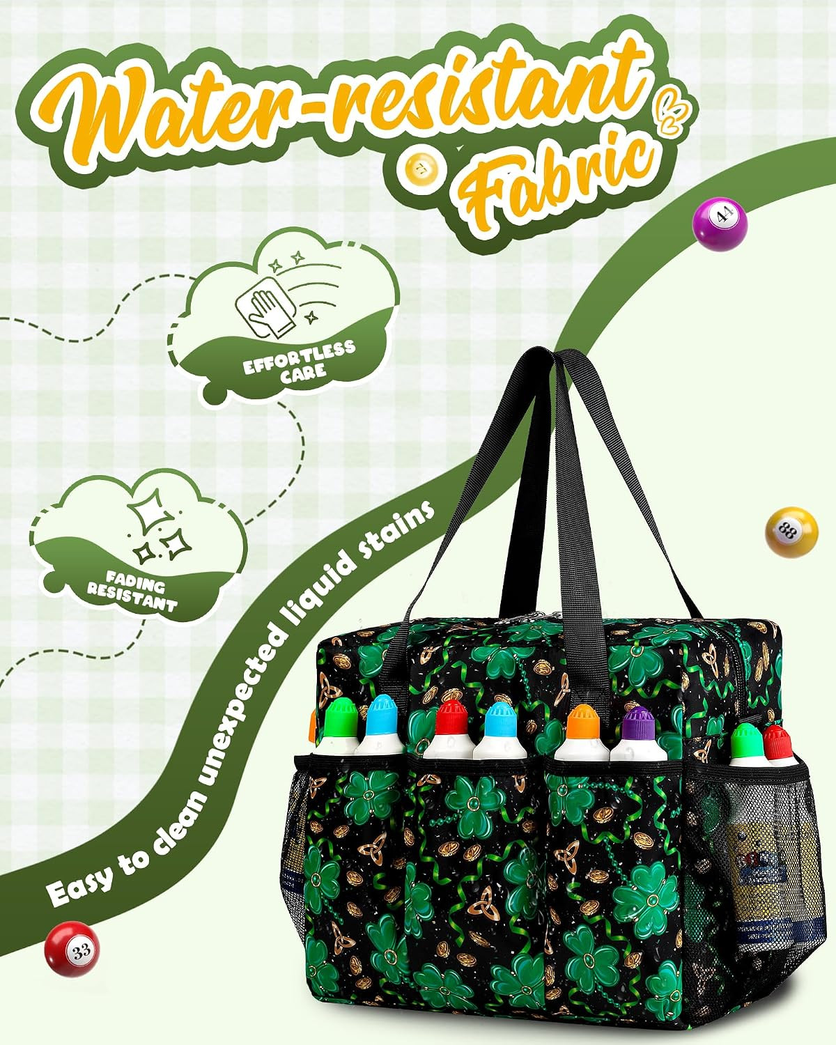 Bingo Bag with Pockets for Daubers Dabbers Dobbers Dotters Casino Bingo Game Acc