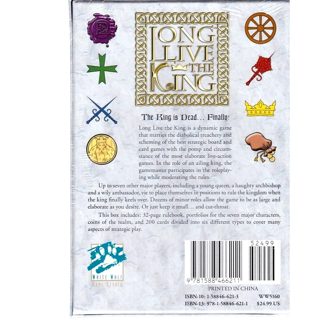 White Wolf Long Live the King Strategy Board Card Game – NEW