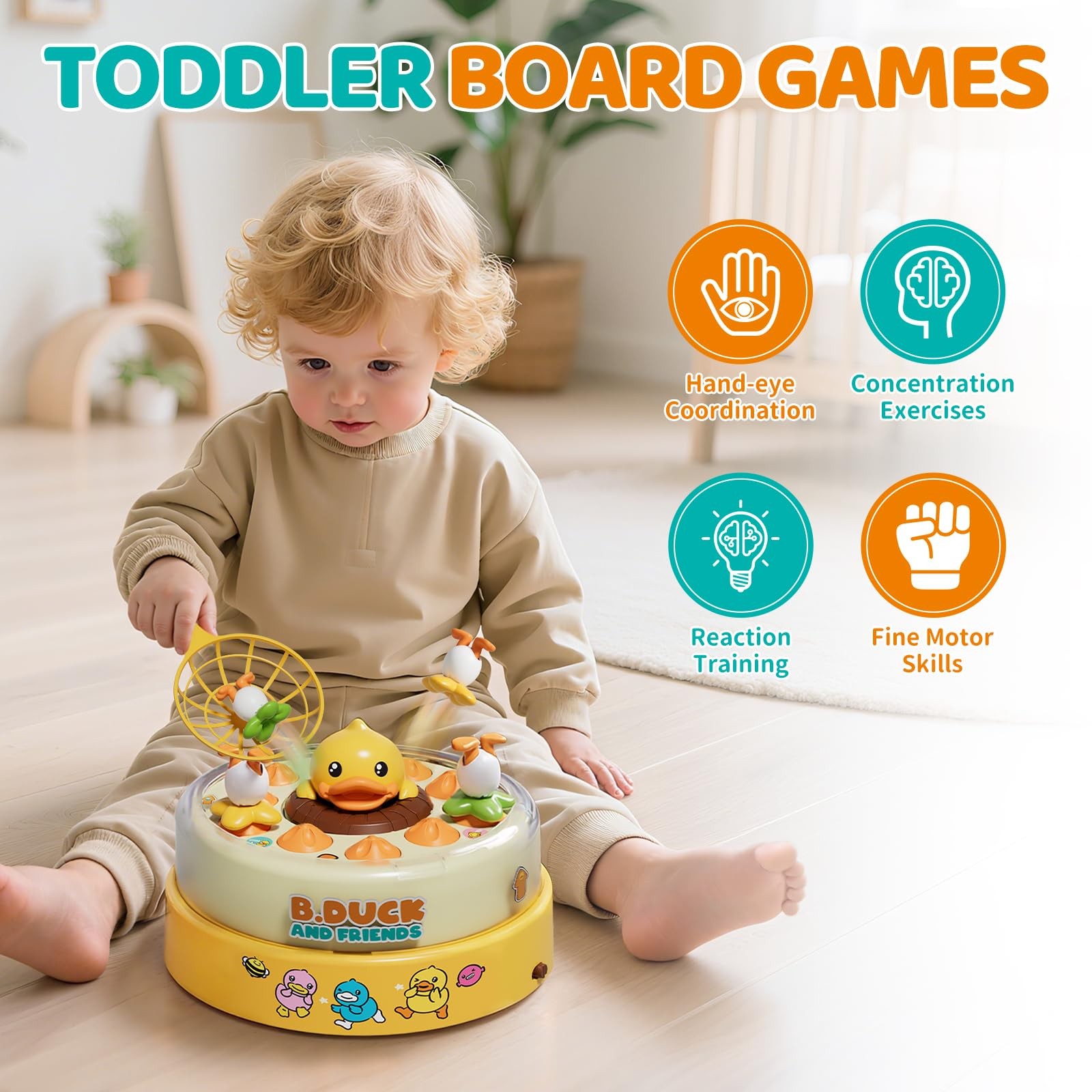 B.Duck Games, Bounce and Catch Board Game for Kids Age 4-6, Interactive & Mus…