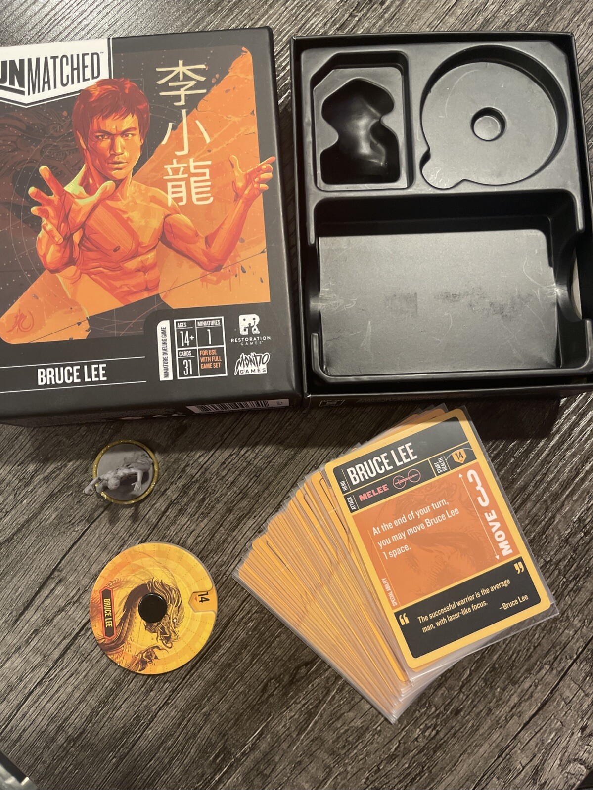 Unmatched Bruce Lee. RARE and Out of Print board game. Complete and SLEEVED.