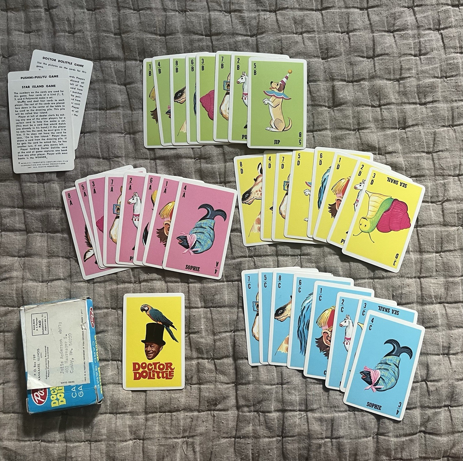1967 Vintage Post Doctor Doolittle Card Game promo mail away complete