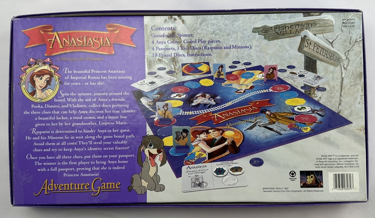 1997 Anastasia Adventure Game by RoseArt in Very Good Condition FREE SHIPPING